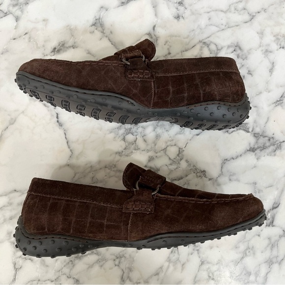 Born croc Embossed brown suede loafers unisex men’s size 9.5 women’s size 10.5 - Picture 6 of 12
